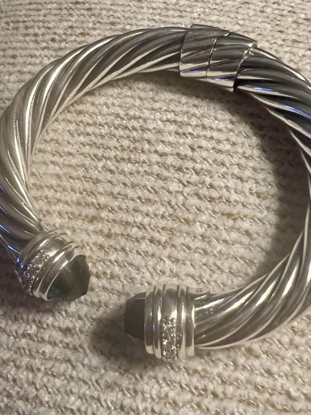 Sterling Silver DY look alike cable cuff bracelet. Size large